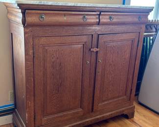 Antique short armoire with marble top