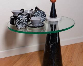MAS tea set by Ettore Sottsass and Memphis style table