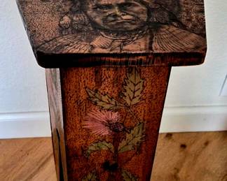 wood burned design stand