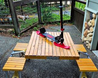 Folding pinic set and Railz snow scooter