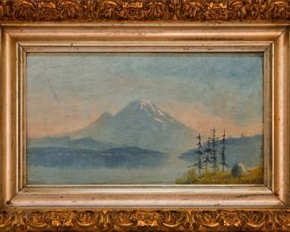 Mt. Rainier early 20th c. signed James J. Fowler in original frame