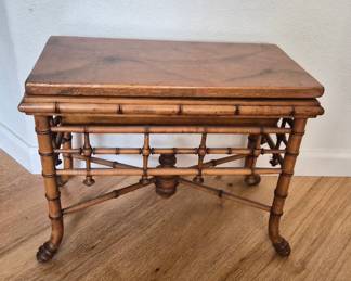 French faux bamboo bench with lift top storage