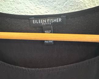 Eileen Fisher Petite Black Silk Georgette Crepe Tank