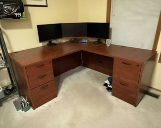 L-Shaped Computer Desk with Pedestals