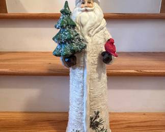 Jim Shore Heartwood Creek White Birch Santa with Tree and Cardinal Figurine