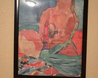 Mid-Century Modernist Figural Watercolor Study