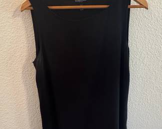 Eileen Fisher Petite Black Silk Georgette Crepe Tank