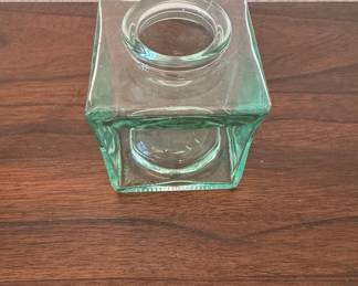Vintage Square Glass Inkwell with Pen Rests