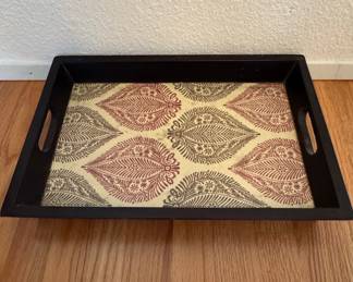 Decorative Rectangular Serving Tray with Paisley Motif