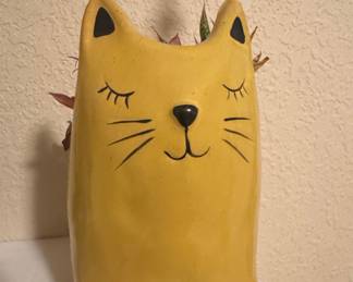 Yellow Cat Ceramic Planter
