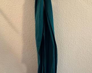 Teal Wool Blend Fringed Scarf