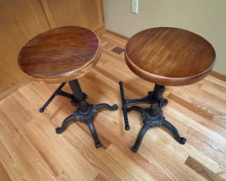 Vintage Industrial Adjustable Cast Iron Bar Stools