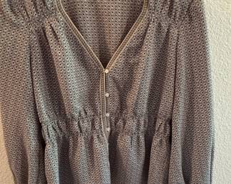 Max Studio London Geometric Print Smocked Waist Blouse