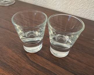 Heavy-Base Clear Glass Shot Glasses with White Pour Line
