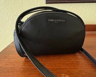 Karl Lagerfeld Paris "Abrielle" Black Pebbled Leather Crossbody Bag