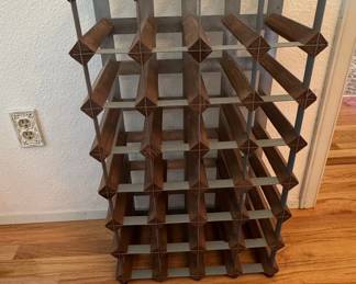 Modular Interlocking Wood and Metal Wine Rack