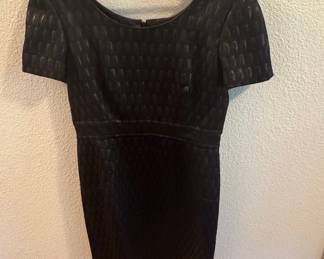 Black Textured Jacquard Sheath Dress