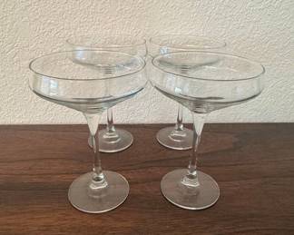 Set of Four Clear Glass Coupe Glasses