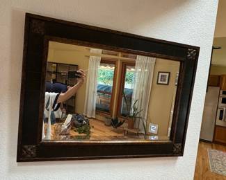 Decorative Wall Mirror with Floral Corner Accents