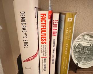 Collection of Four Non-Fiction Books and Decorative Plate