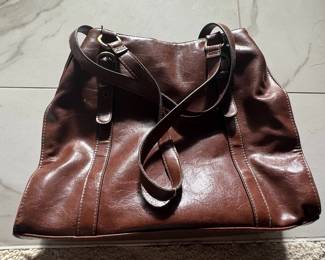 Brown Faux Leather Tote Bag