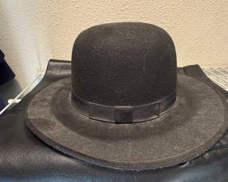 Vintage Black Wool Felt Bowler Hat