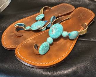 Mystique Boutique Jeweled Turquoise Sandals