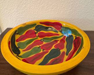 Hand-Painted Chili Pepper Ceramic Bowl