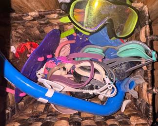 Assorted Snorkeling and Swimming Gear Collection with U.S. Divers Bag