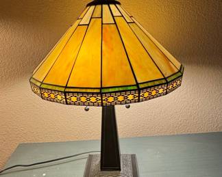 Mission Style Stained Glass Table Lamp