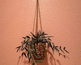Artificial Trailing Plant in Woven Hanging Basket
