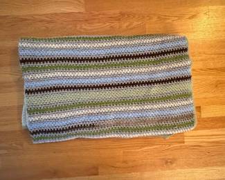 Hand-Crocheted Striped Afghan Throw