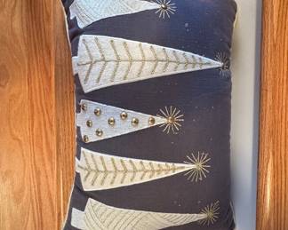 Embroidered Christmas Tree Accent Pillow