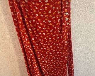 Reformation Rust Floral Print Midi Skirt
