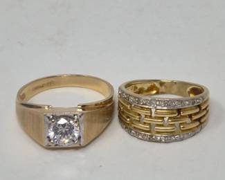 41 GoldRingDuo14kBand10kCZSolitaire