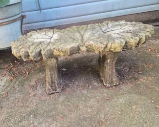 23 3PcOutdoorCementBenchLeafImprintPattern