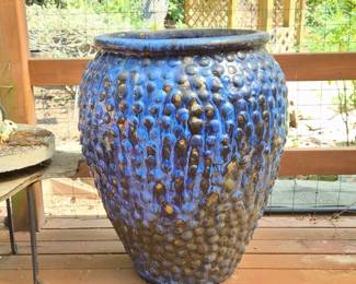 153 ExtraLargeBlueGlazedCeramicGardenPot