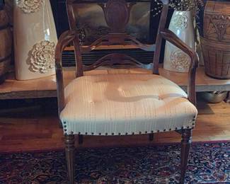 145 VintageWoodArmchairwithUpholsteredSeatRead