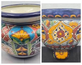 33 PairofHandPaintedMexicanTalaveraPlantersSigned