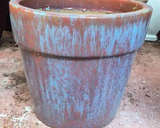 26 LargeBlueRustColoredDripGlazeCementPot