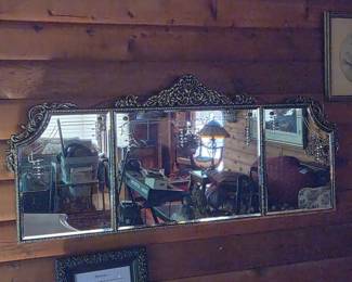 13 ElegantVintage3PaneOrnateScrollWallMirror