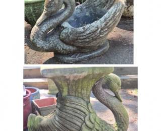59 OutdoorCastCementSwansPlanterPedestalStand