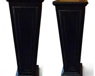85 PairofLiddedBlackFinishColumnPlantStands