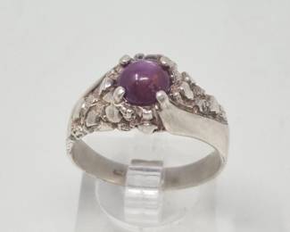 155 StarRubyNuggetStyleSterlingSilverRing