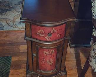 73 DecorativeWoodStorageSideTablewithGrapeLeafMotif