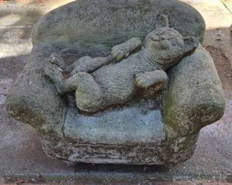 18 WhimsicalLoungingHappyCatCementGardenStatue