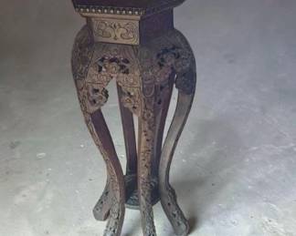 5 ChineseCarvedWoodHexagonalPlantStand6Leg