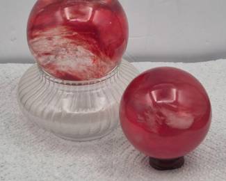 72 MezmerizingRedSmeltingGlassSphereDuo