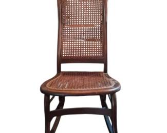 40 AntiqueCaneRockingChairCurvedBentwoodFrame