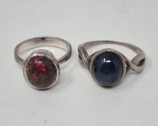 137 PairofSterlingSilver925StoneRings
